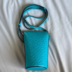 Blue Embossed Crossbody Bag